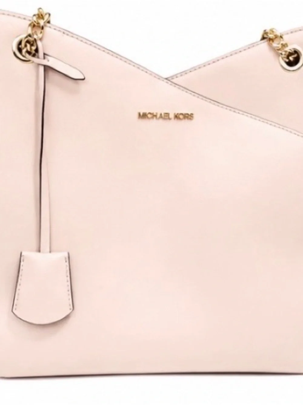 Michael Kors Blush Pink Leather Shoulder Tote with Gold Hardware